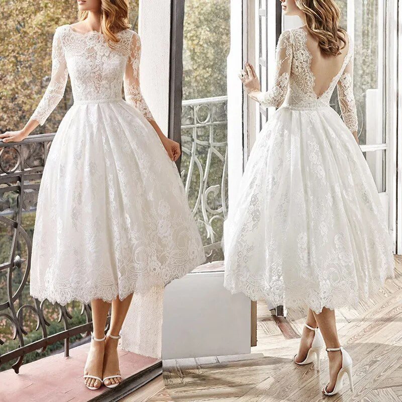 2023 Summer Long Sleeve Wedding Prom Dress Vestido De Novia Lace Tulle Robe Swe