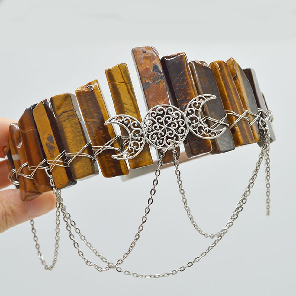 Thumbnail: 1PC Black Raw Crystal Quartz Hair Accessories Witches Crown Headpiece Tiara Hal