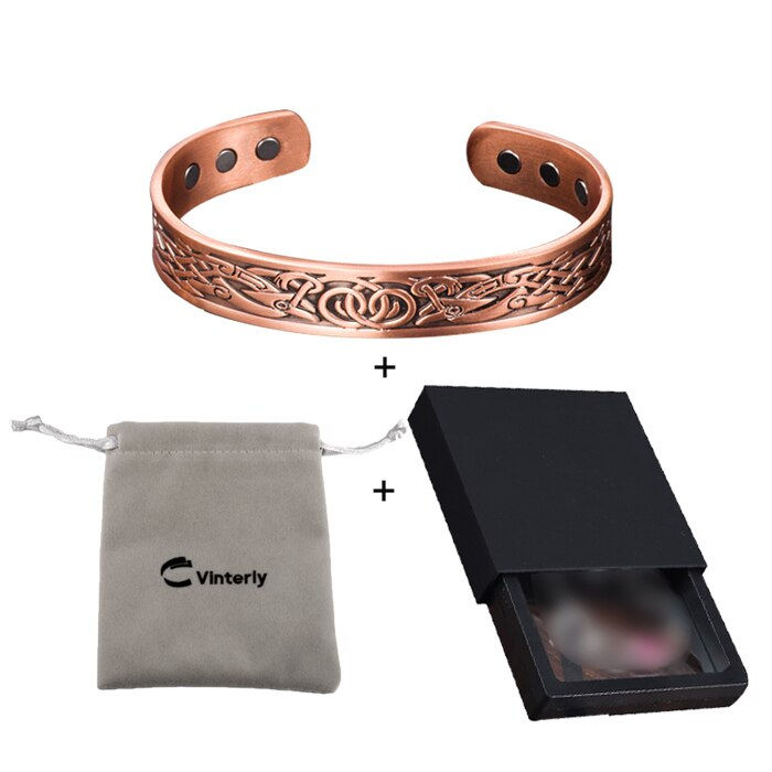 Thumbnail: Viking Pure Copper Bracelet Men Energy Magnetic Adjustable Cuff Bracelet