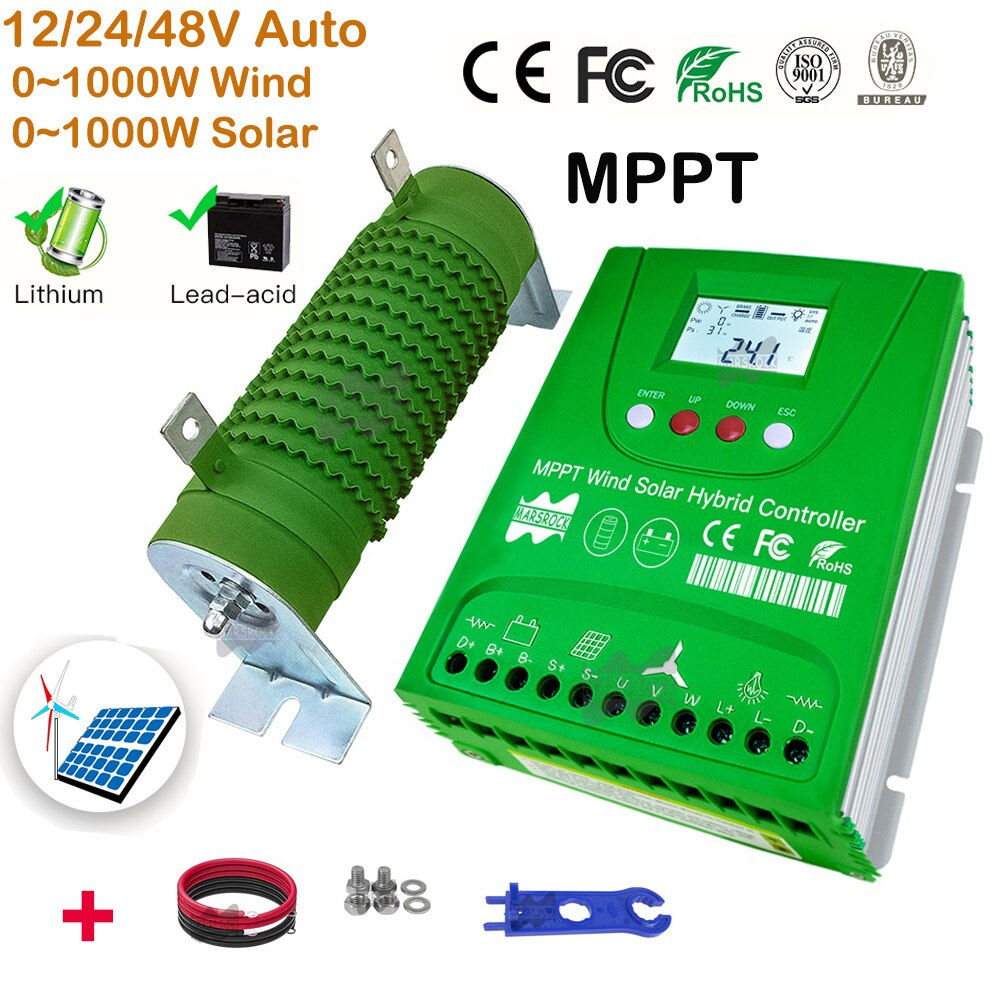 12 24 48V MPPT Solar Charge Controller with Dump Load for 1000W Solar Panel