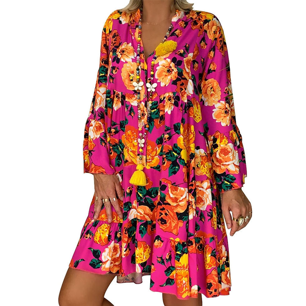Thumbnail: Boho Dress Elegant Sexy Dresses Plus Size Vestidos Women Loose Floral Print Lon