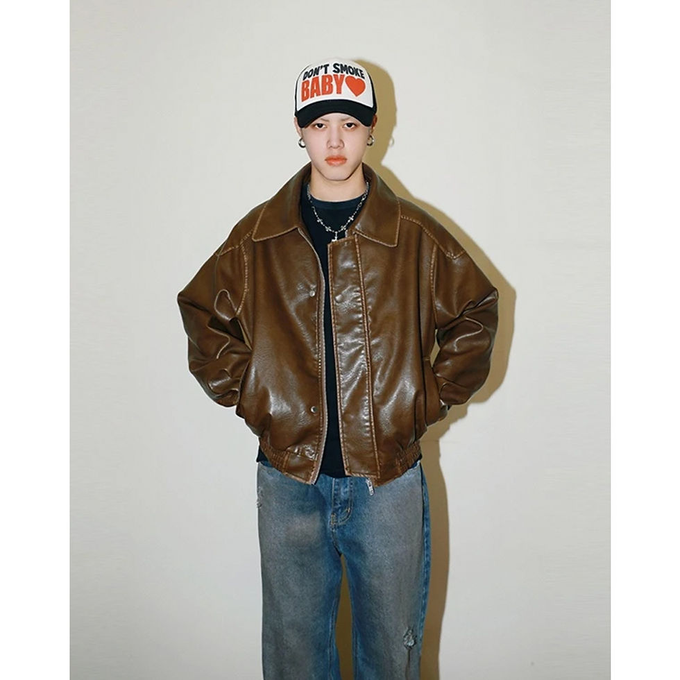 Minijatura: American Retro Maillard Distressed Leather Coat Jacket
