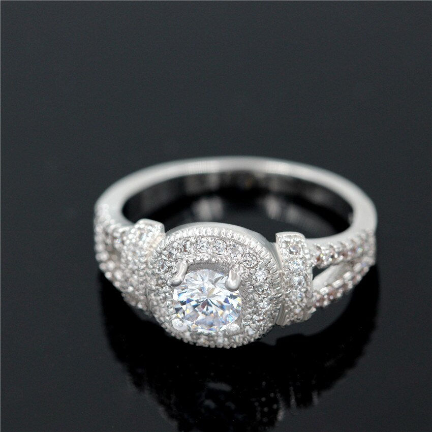 Pikkukuva: US STOCK Uloveido 15%Off Wedding Rings for Women Silver Color Crystal Ring