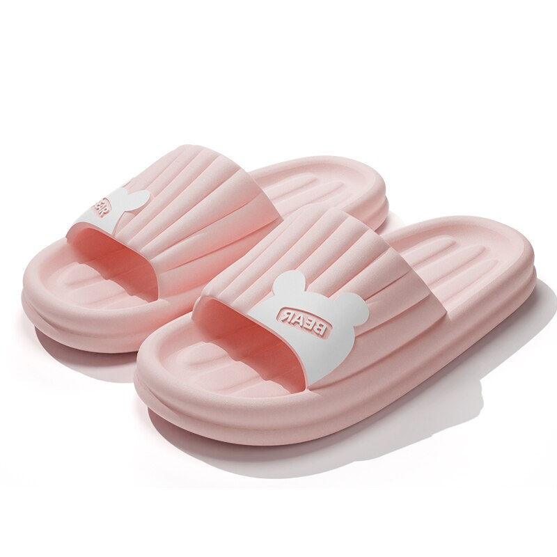 Thumbnail: Cartoon Bear Summer Men Indoor Slippers Non Slip Bathroom Home  Floor Flat Shoe