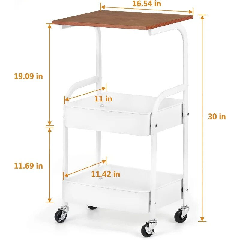 Kitchen Rolling Storage Cart, 3-Tier Slim Storage Cart with Wheels, Mobile Util