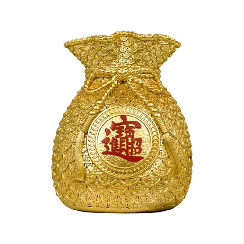 Chinese Flower Vase Planter Pot Resin Money Bag Shape Fortune Lucky Decorations