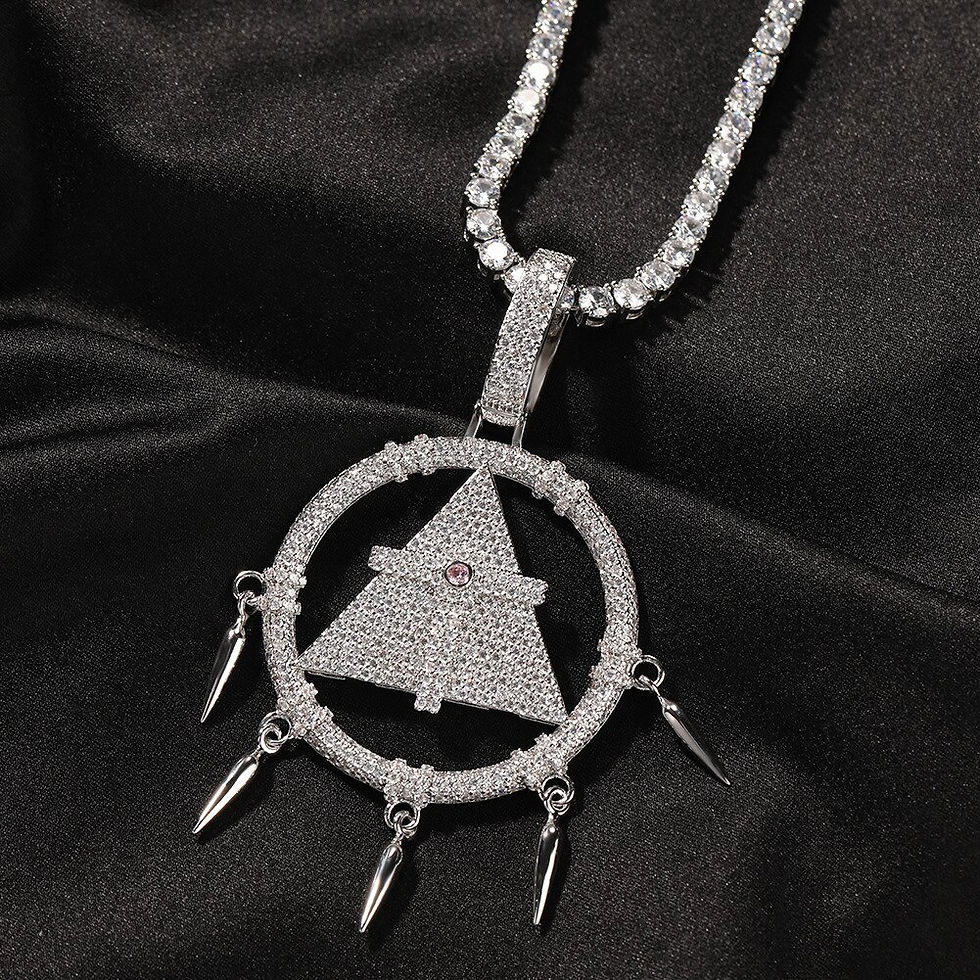 Thumbnail: Hip hop new Millennium Wisdom round pendant necklace copper inset zircon