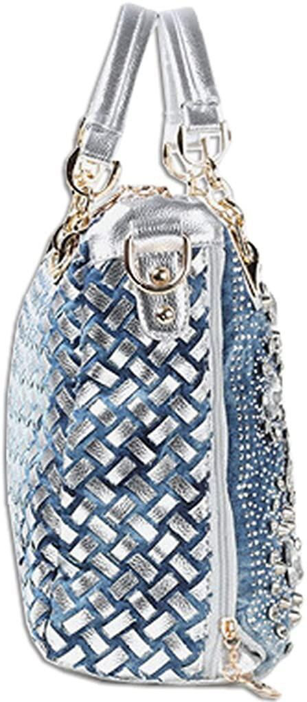 Thumbnail: Denim Women Shoulder Bag Tote Bag with Diamond Jean Handbag Crystal