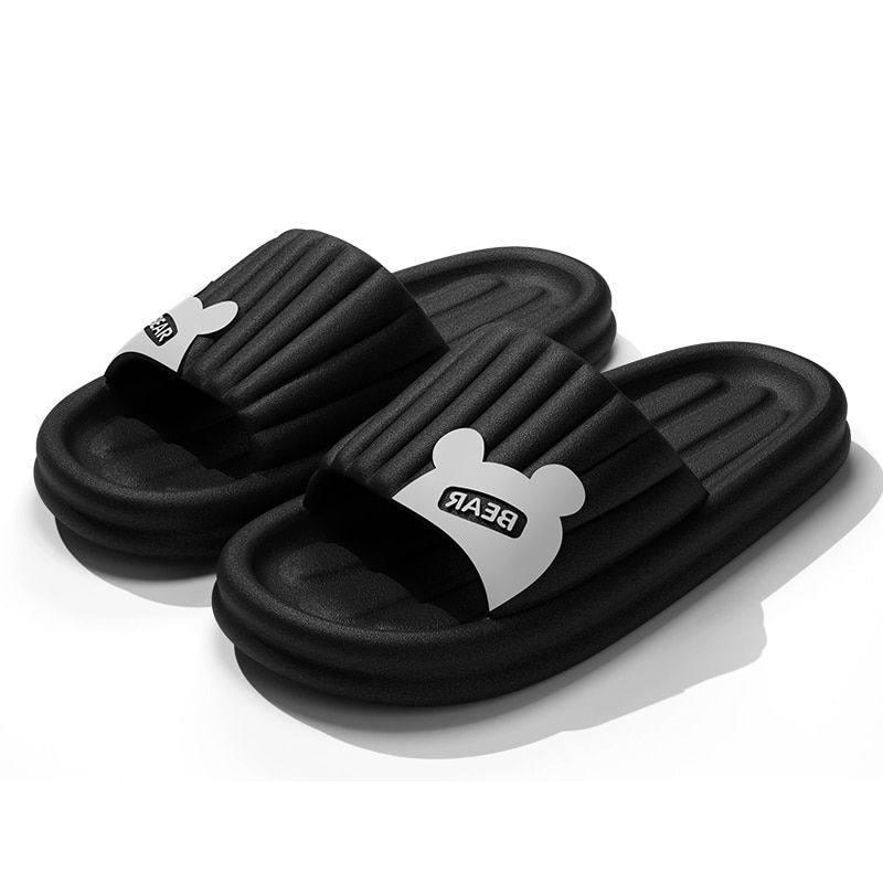 Thumbnail: Cartoon Bear Summer Men Indoor Slippers Non Slip Bathroom Home  Floor Flat Ladi