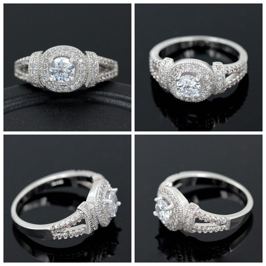 Thumbnail: US STOCK Uloveido 15%Off Wedding Rings for Women Silver Color Crystal Ring