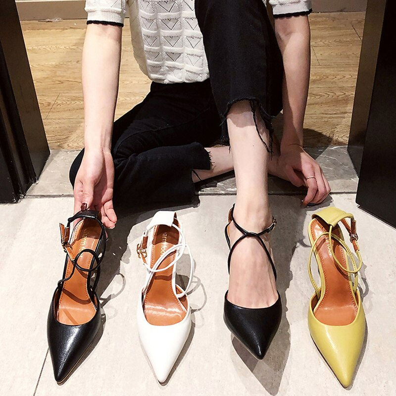 サムネイル： 2021 New Women's Pumps Shoes Female High Heels Shoes Pointed Toe Fashion Sandal
