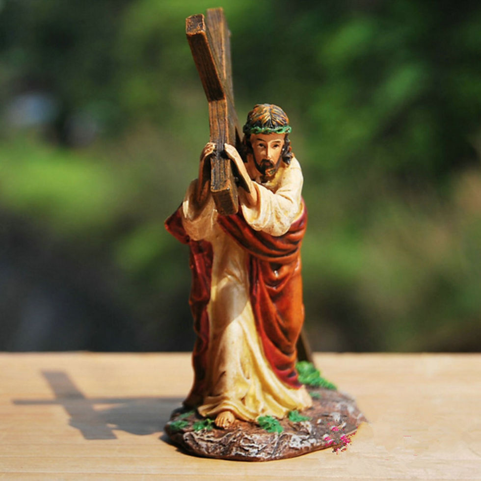Thumbnail: Jesus Statue With Cross Jesus Statue Figurine With Jesus Holding The Cross To