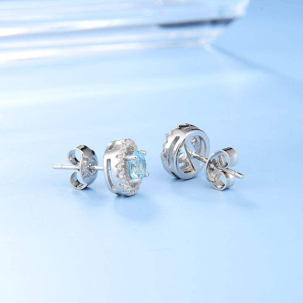 Miniatura: GEM'S BALLET Natural Sky Blue Topaz Birthstone Halo Earrings For Women 925 Ster