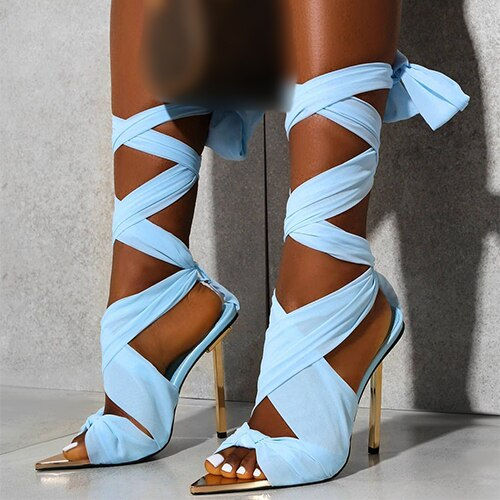Thumbnail: 2021 Women Summer Super High Thin Heels Gorgeous Sandals Female Fashion