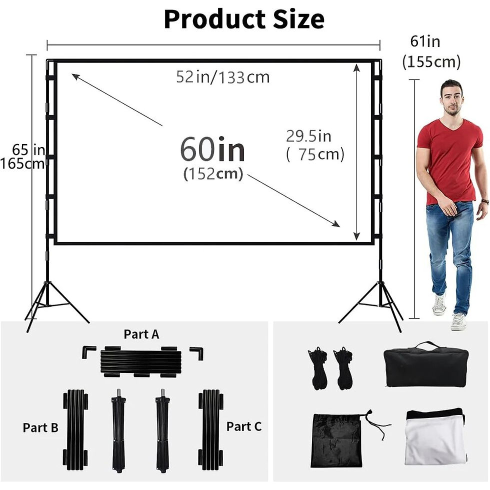 Thumbnail: VEIDADZ Projector Screen With Stand Soft White Less Creases 60 84 100 120in Wit