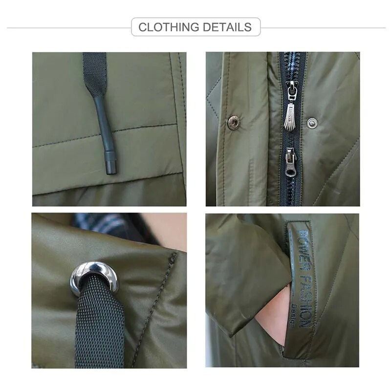 Miniature : CEPRASK 2021 New Spring Autumn Women Jacket Plus Size Women's Parkas Hooded Lon