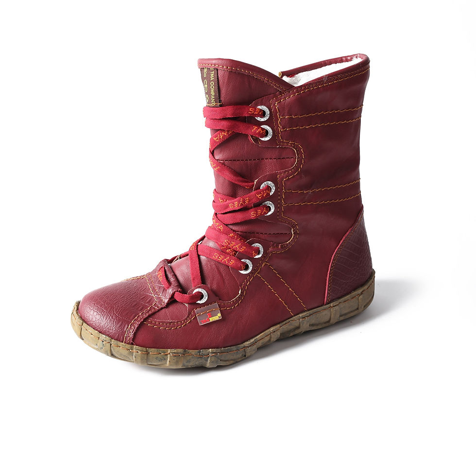 Thumbnail: TMA EYES Snake-Embossed Leather and PU Upper Faux Fur Lining Short Flat