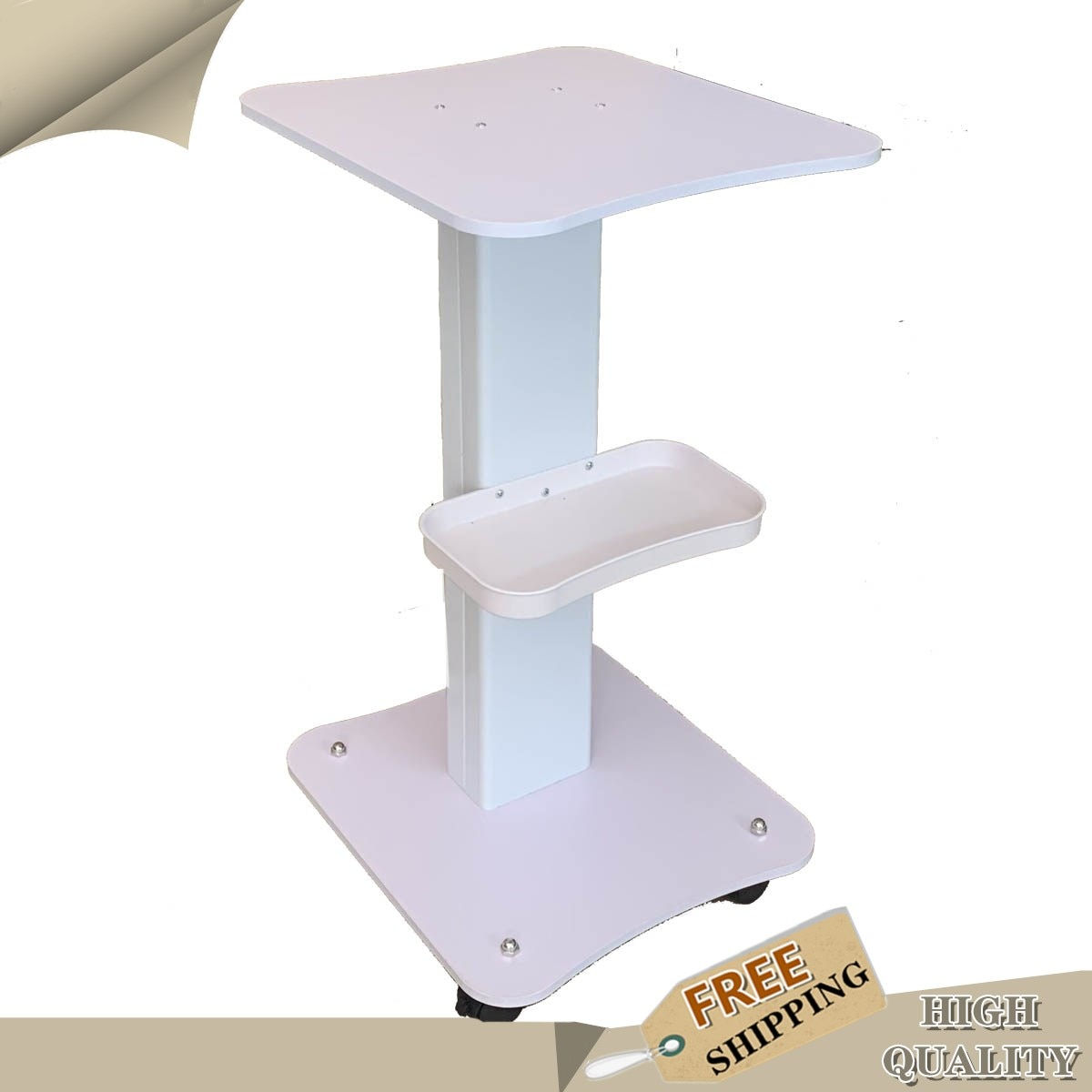 Beauty Hair Instrument Tray Cart Aluminum SPA Rolling Salon Trolley Roller Sal