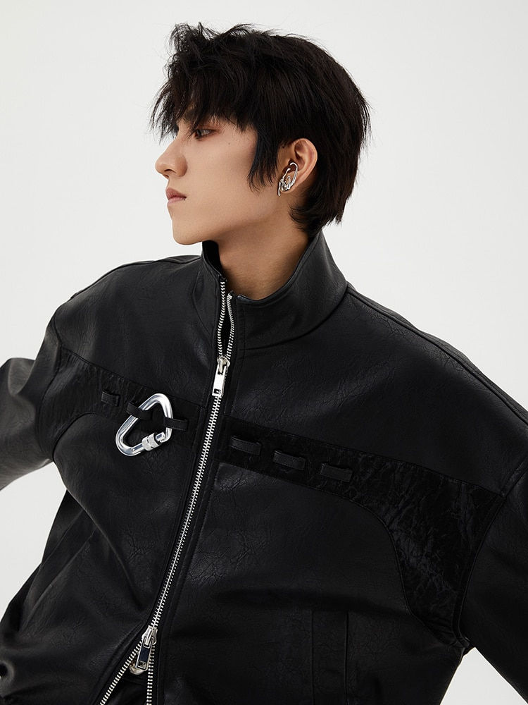Thumbnail: Mauroicardi Spring Autumn Short Black Oversized Shiny Reflective Patent Leather