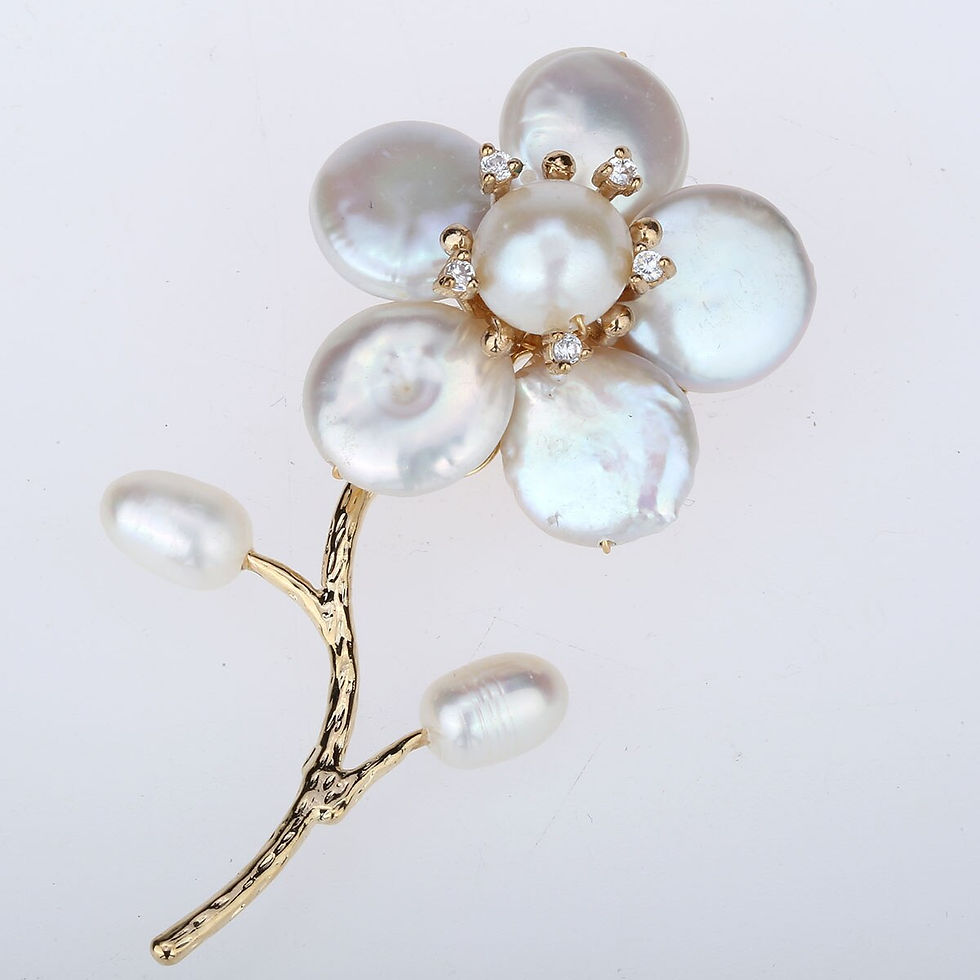 Miniaturebillede: Yacq Womens Freshwater Pearl CZ Flower White Luxury Pin Brooch Pendant 2-in-1 H