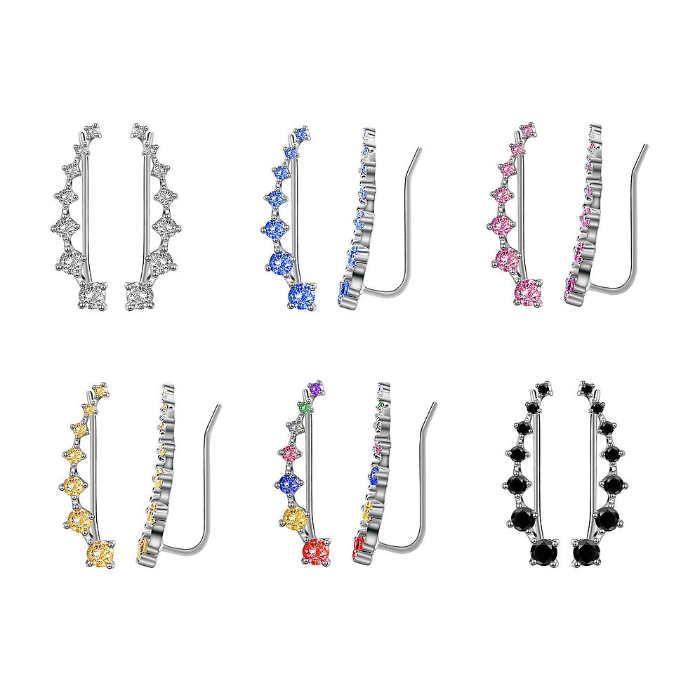 Miniatura: Sparkling Colorful Zircon Ear Clip Without Piercing Earrings for Women Girls Si