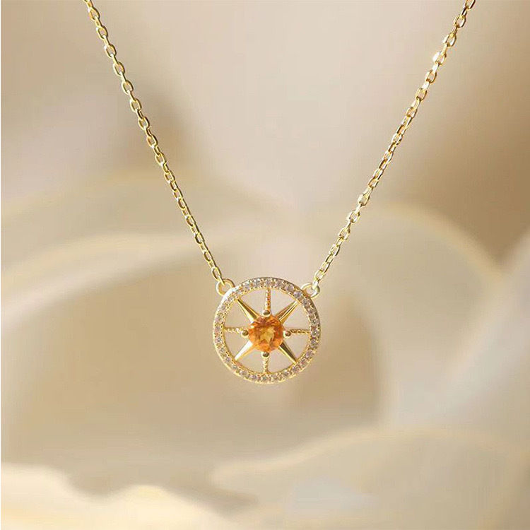 Miniatura: Women's Graceful And Fashionable Citrine Zircon Clavicle Necklace