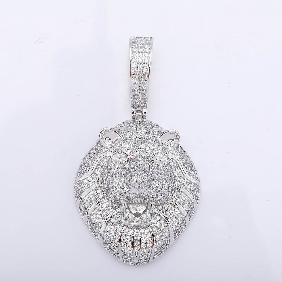 Thumbnail: TOPGRILLZ Gold Silver Color Iced Cubic Zirconia Animal Lion Pendant Necklace