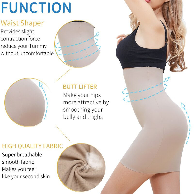 थंबनेल: High Waist Tummy Control Slips Woman Seamless Slimming Half Slip Underwear