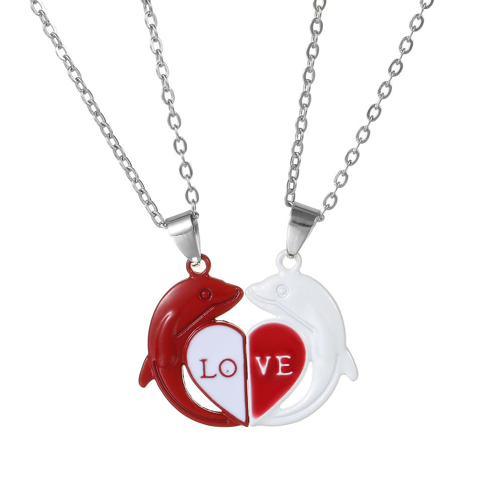 Thumbnail: LOVE LOVE LOVE Couple Necklace Magnet Attract Men And Women