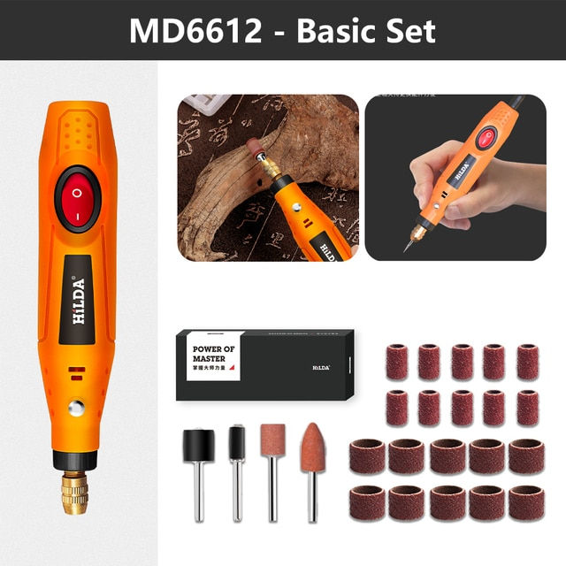 Thumbnail: HILDA Electric Mini Drill Grinder Engraving Pen Mini Drill Electric Rotary Tool