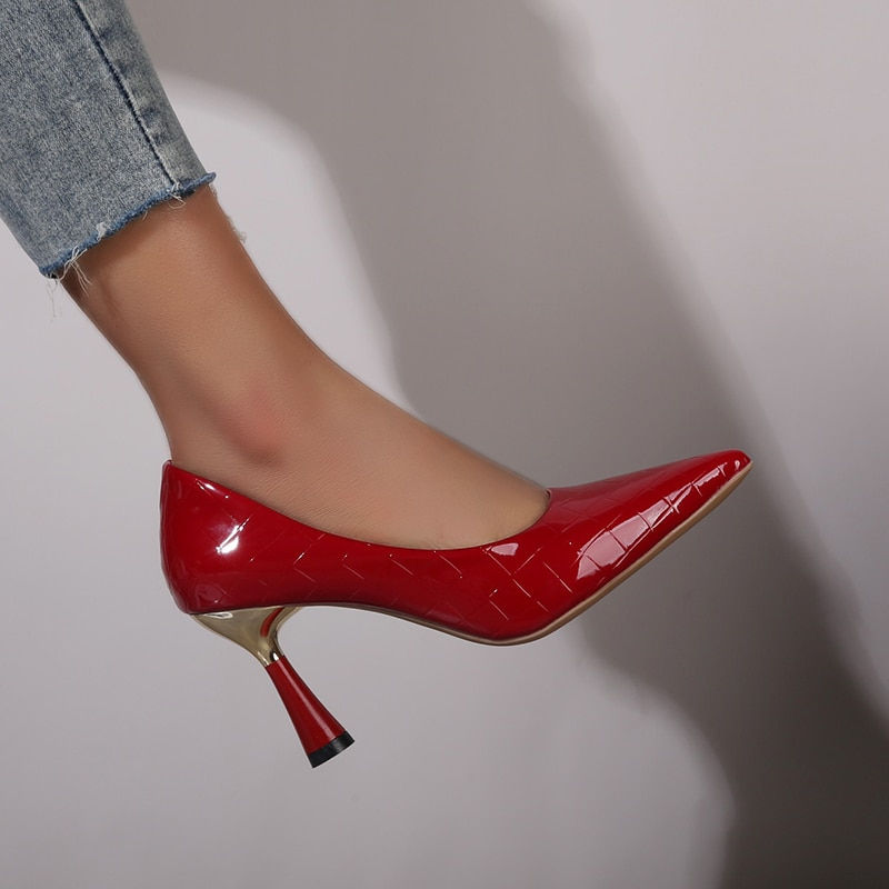 Thumbnail: Plaid Classic Casual High Heels New Pattern Embossed Fashion Oversize Shoes In