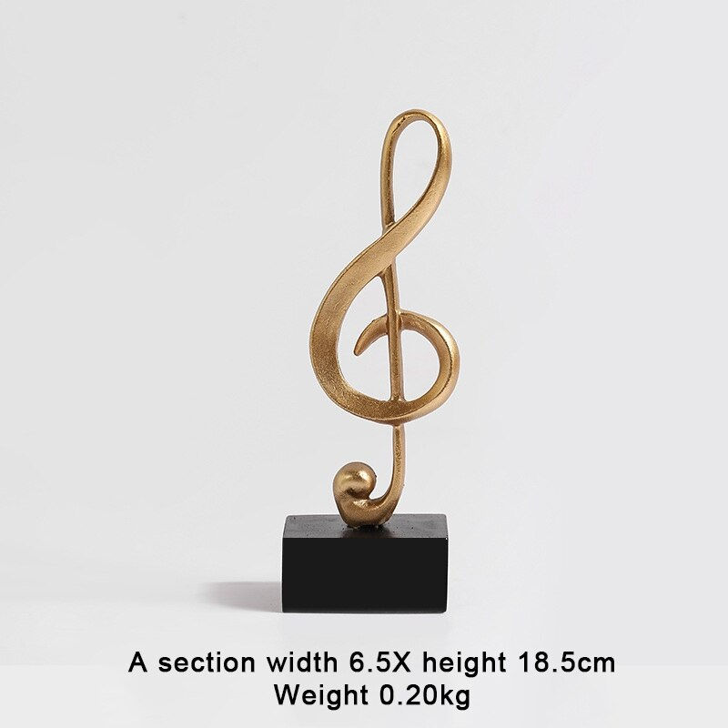 Miniaturebillede: Resin Musical Note Statue Figurines Tabletop Musical Sculpture Crafts Music Not