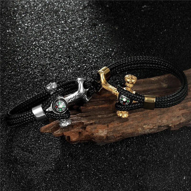 Thumbnail: MKENDN High Quality Stainless Steel compass Anchor Shackles Braid Leather Brace