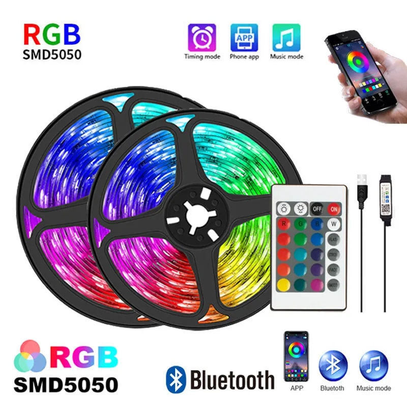 LED Strip Lights RGB APP Control Color Changing Lights with 24 Keys Remote Mode