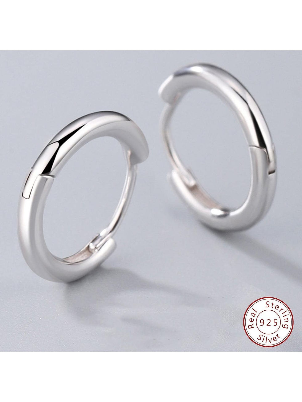 Μικρογραφία: 1pair Fashionable Minimalist Sterling Silver Hoop Earrings For Men Women For Da