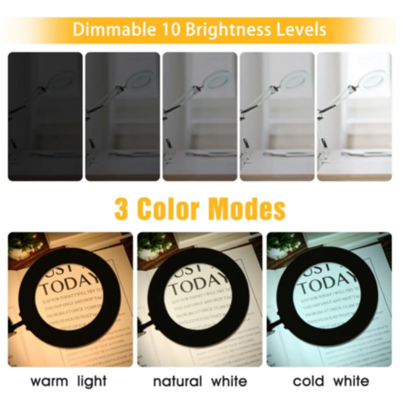 Thumbnail: 72LED 8X/10X NEW Illuminated Magnifier USB 3 Colors LED Magnifying Glass for So