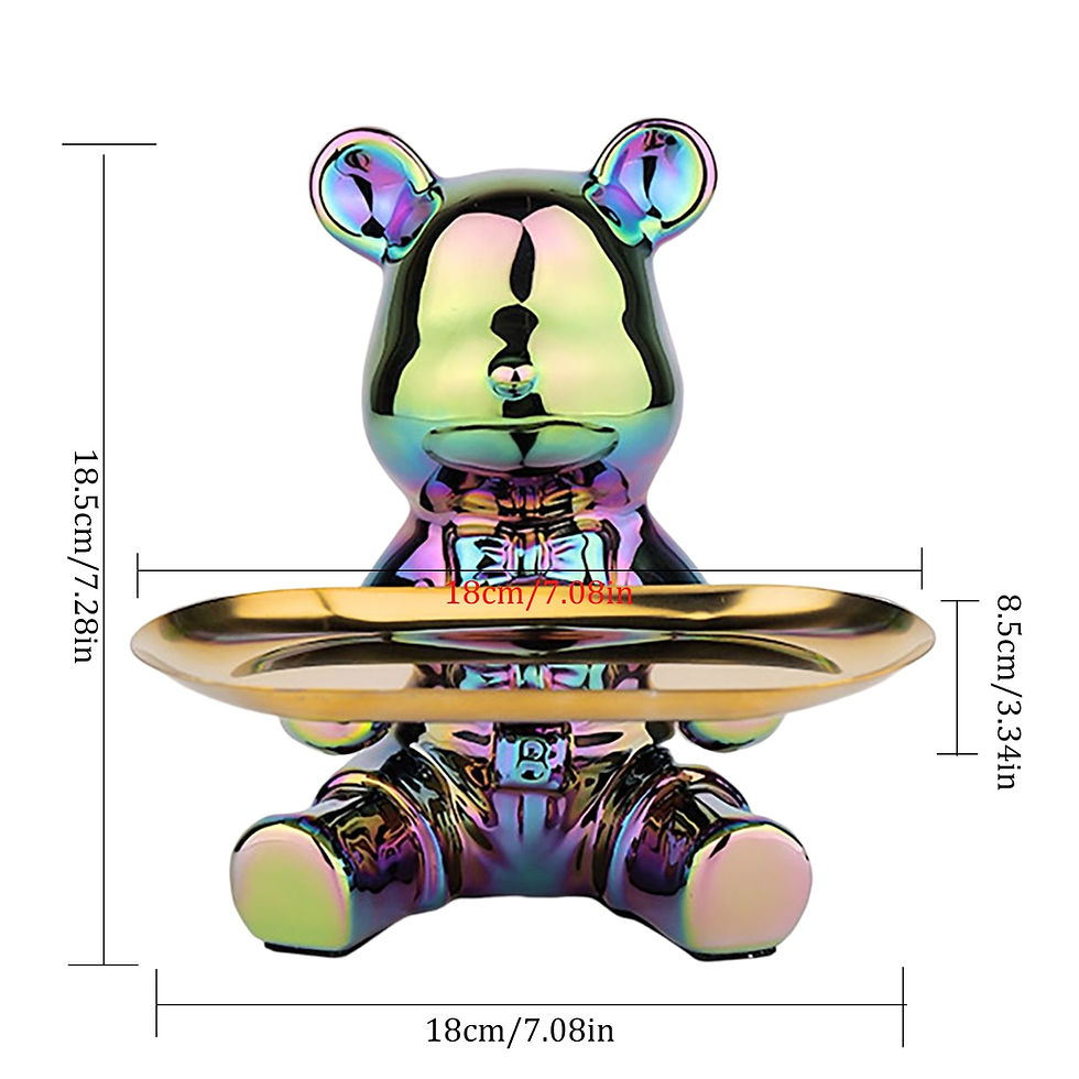 Thumbnail: Exquisite Ceramic Bear Sculpture Ornaments With Metal Tray Entrance Key Candy S