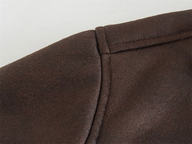 Minijatura: Faux Leather Double-sided Jacket European And American Locomotive Long Breasted