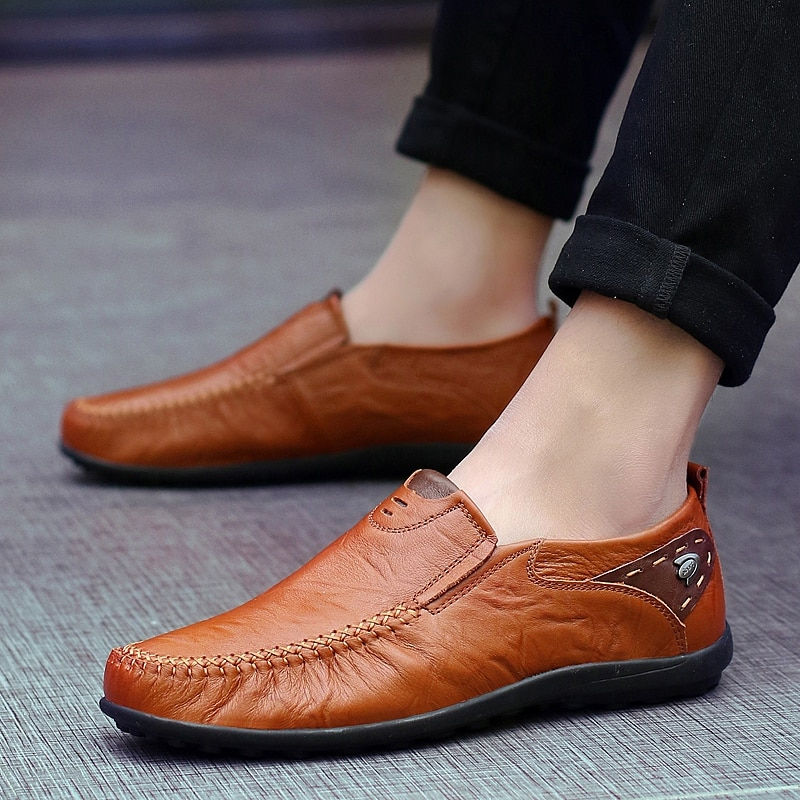 Thumbnail: Leather Shoes Men Fashion Leather Genuine High Quality Luxury Brand Comfortable