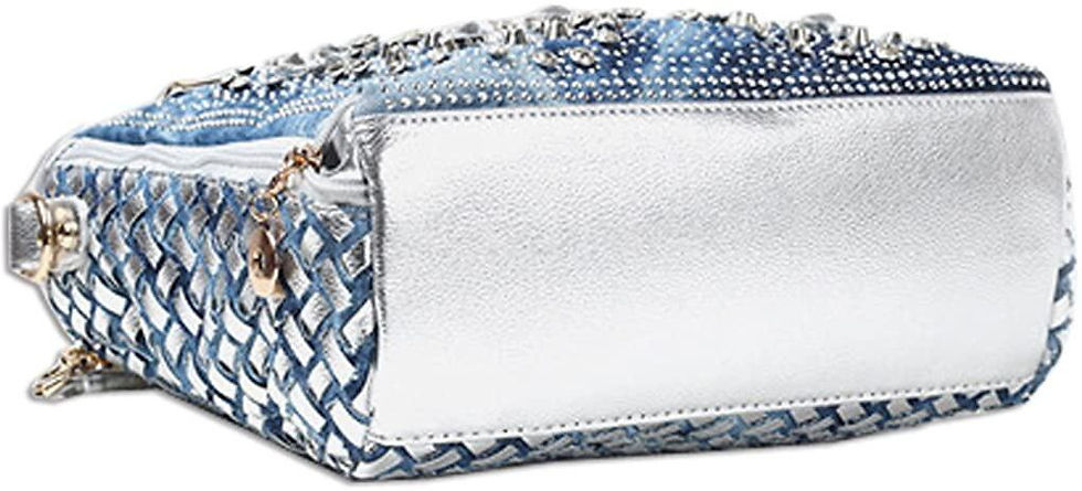 Thumbnail: Denim Women Shoulder Bag Tote Bag with Diamond Jean Handbag Crystal