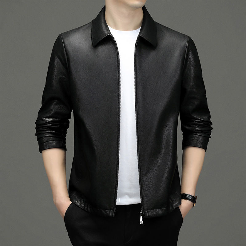 Thumbnail: Lapel Ecological Real Leather Clothes Coat Leather Jacket Men