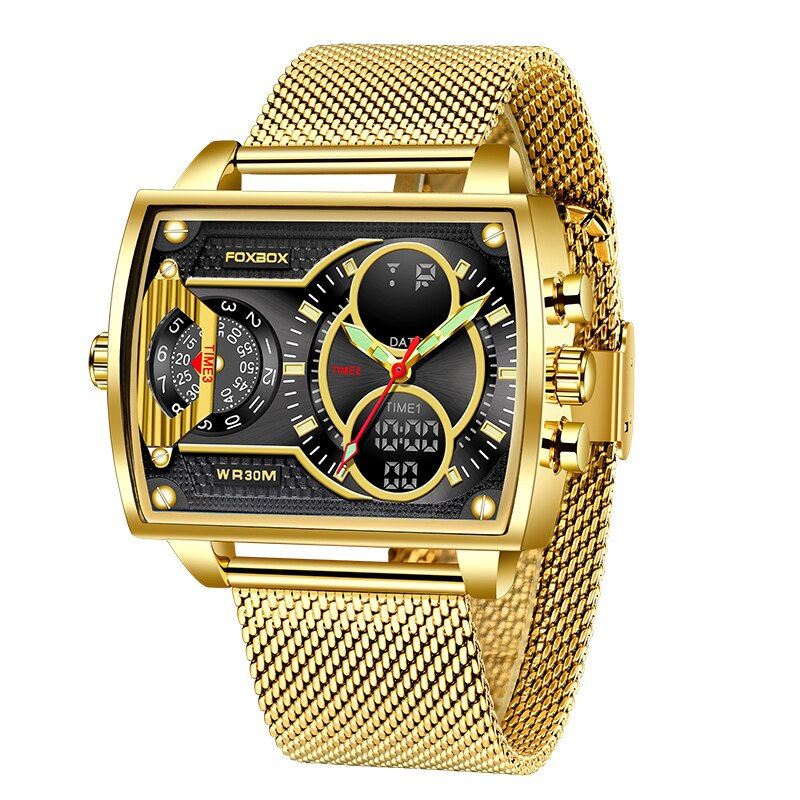 Miniatura: 2023 Men Watch Gold Quartz Led Clock Men Sport Waterproof Wrist Watch Male Mili