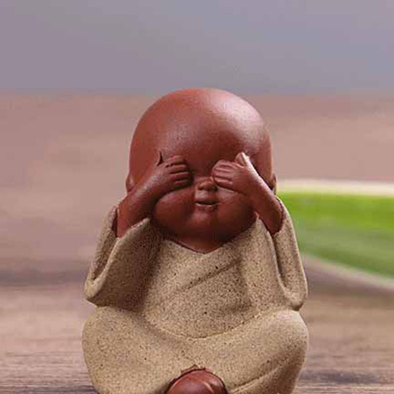 Thumbnail: Ceramic Ornaments Monk Small Buddha Statue Monk Figurine Tathagata India