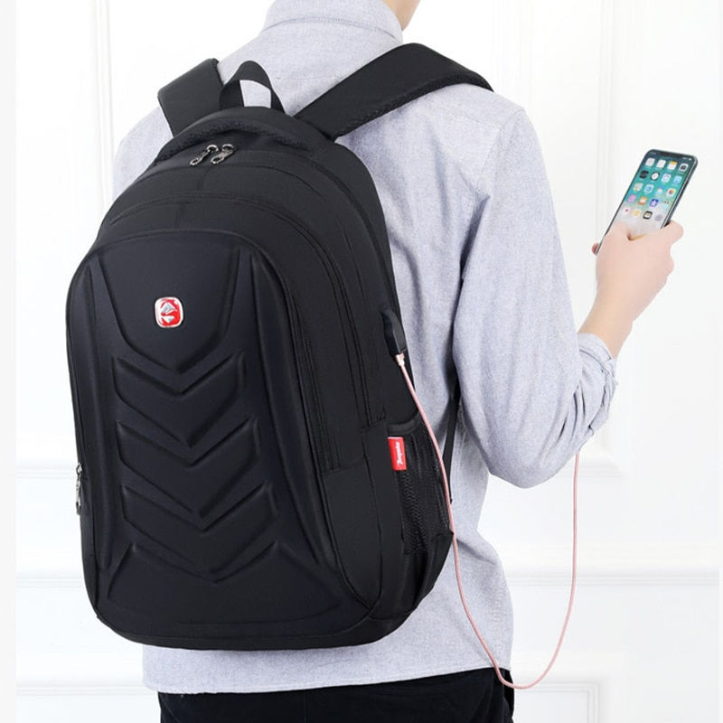 Thumbnail: Men Business Laptop Backpack USB Charger Port Waterproof Travel Bags School Bag