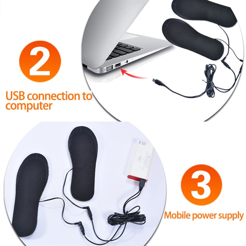 Thumbnail: Insoles Heated USB Electric Foot Warming Pad Feet Warmer Pad Mat Winter Outdoor