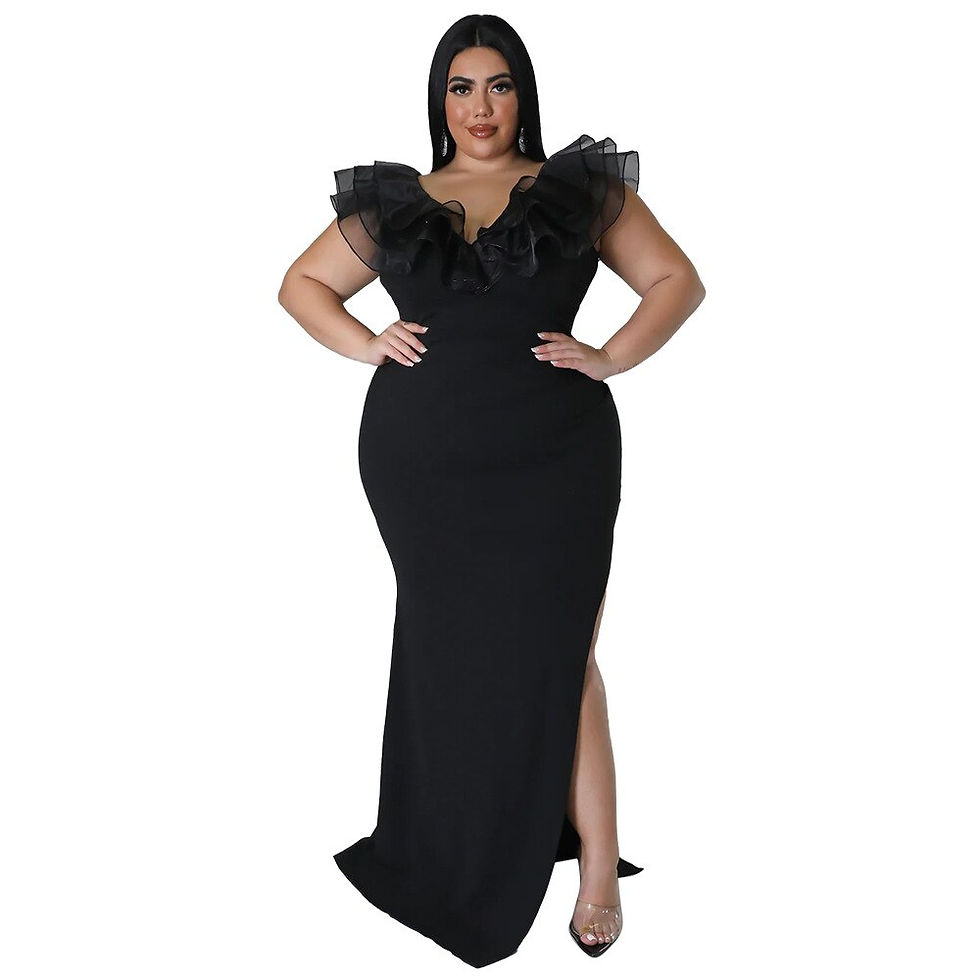 Thumbnail: Perl Plus Size Petal Hip Maxi Dress for Women Pleated Regular Fit Long Dress
