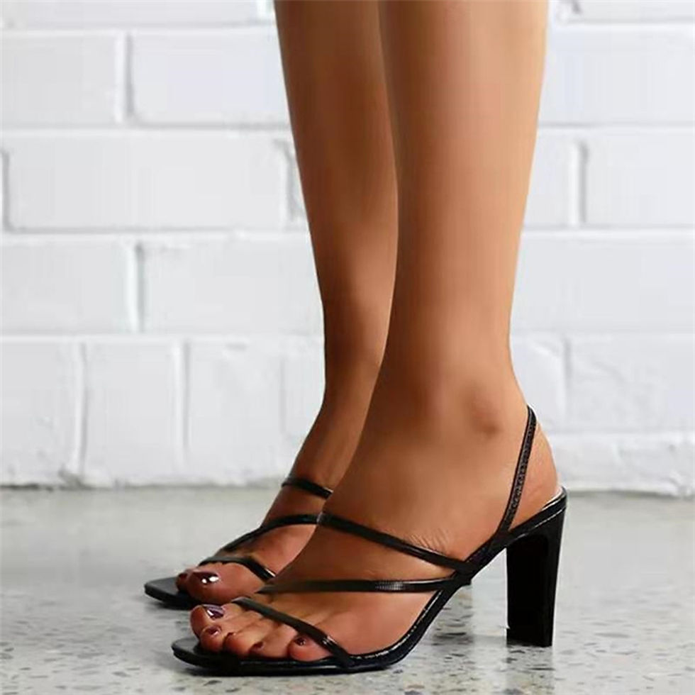 Thumbnail: Summer 2021 women's Gorgeous square toe sandals High heeled shoes Toe thick