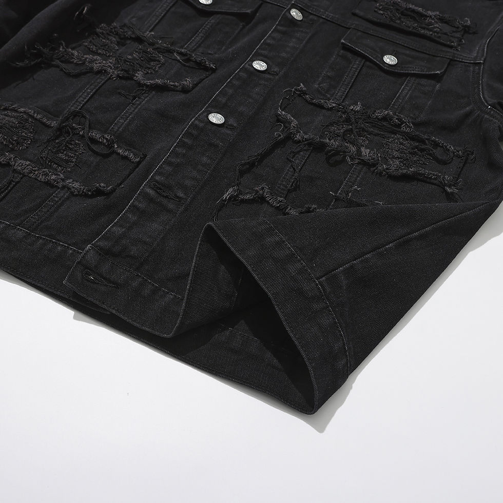 Miniaturebillede: Men's Gothic punk Distressed Trucker Casual Denim Jacket Outerwear Loose Fit St