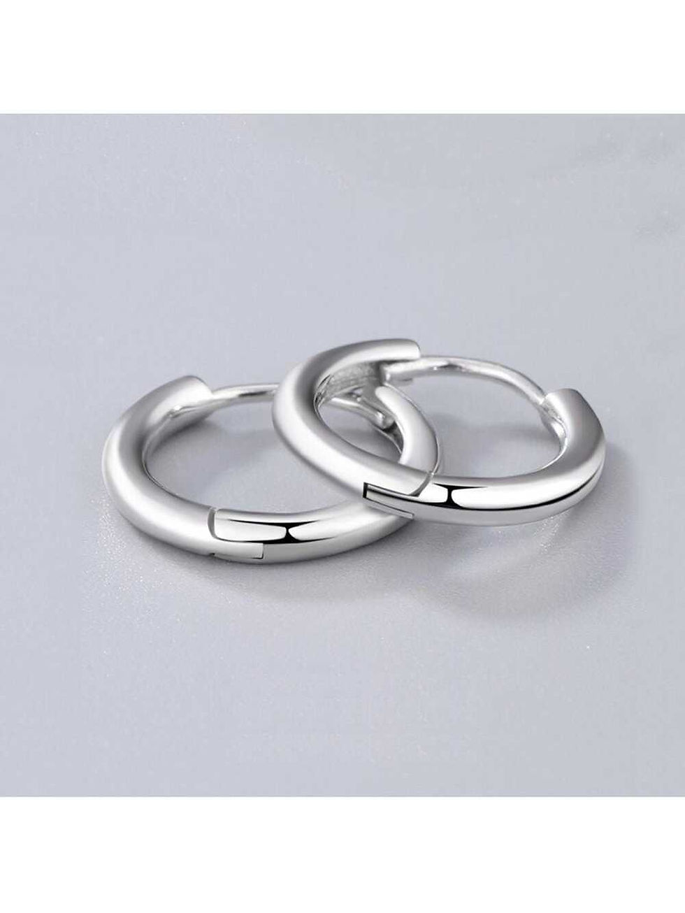 Thumbnail: 1pair Fashionable Minimalist Sterling Silver Hoop Earrings For Men Women For Da