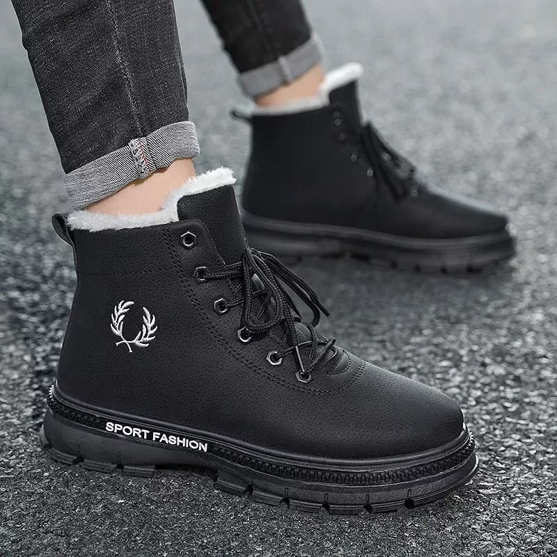Miniatura: 2022NEW High Quality Leather Boots Male Winter Casual Motorcycle Ankle